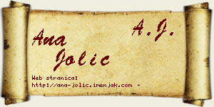 Ana Jolić vizit kartica